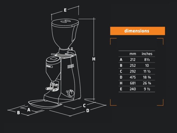 Mazzer Major V Electronic dimensions