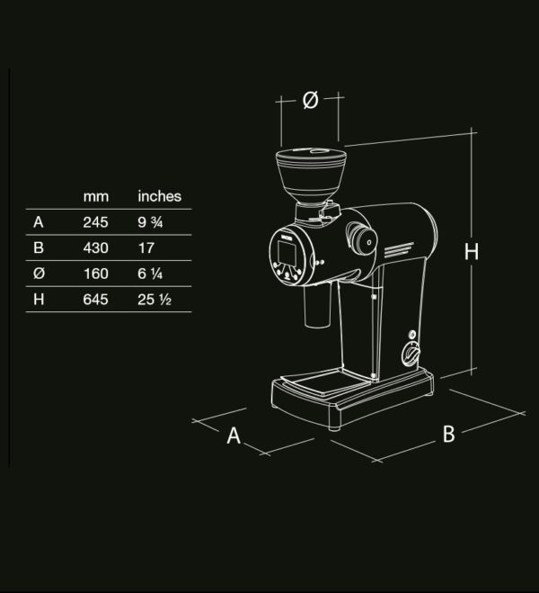 Mazzer ZM Specialty coffee grinder dimensions